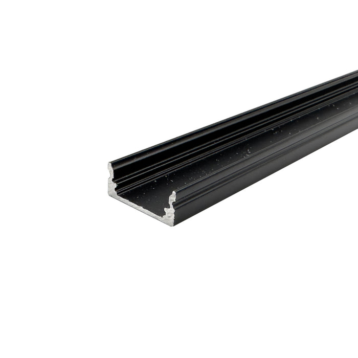 1 Metre Shallow Surface Mounted Black Aluminium Profile, 7x17 mm