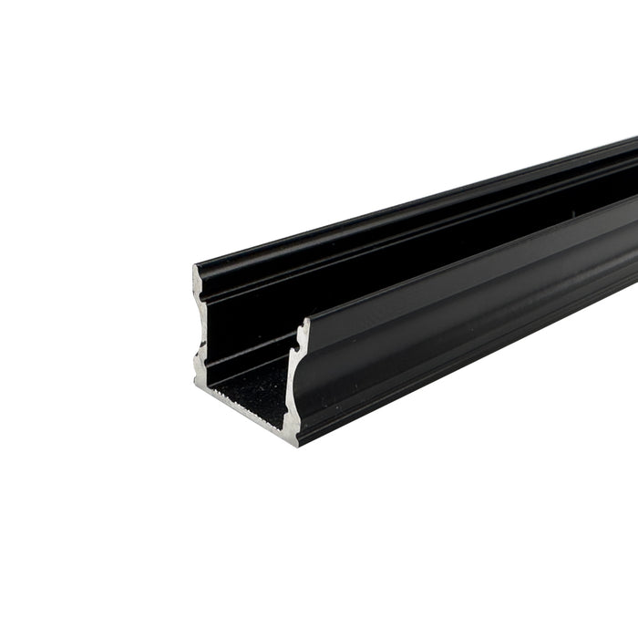 1 Metre Standard Surface Mounted Black Aluminium Profile, 14x17 mm