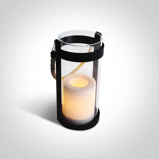 LED FLICKERING CANDLE METAL CASE AND GLASS 2xAA BATTERIES.
