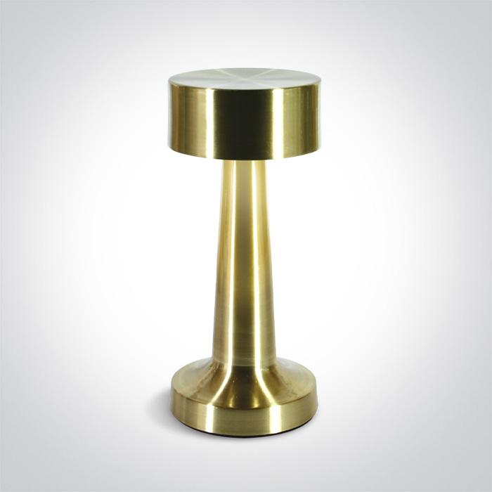 BRUSHED BRASS TABLE LAMP 3w WW IP54 USB SOCKET RECHARGABLE DIMMABLE