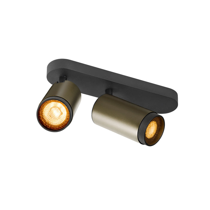 GRIP! L, SPOT CL, double, QPAR51, ceiling-mounted light, cylindrical, 2 x max. 6 watts, bronze / black