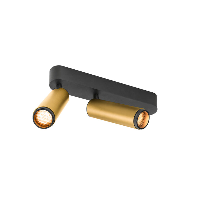 GRIP! M, Ceiling-mounted light, double, PHASE, 2700K, 28W, 42°, gold / black