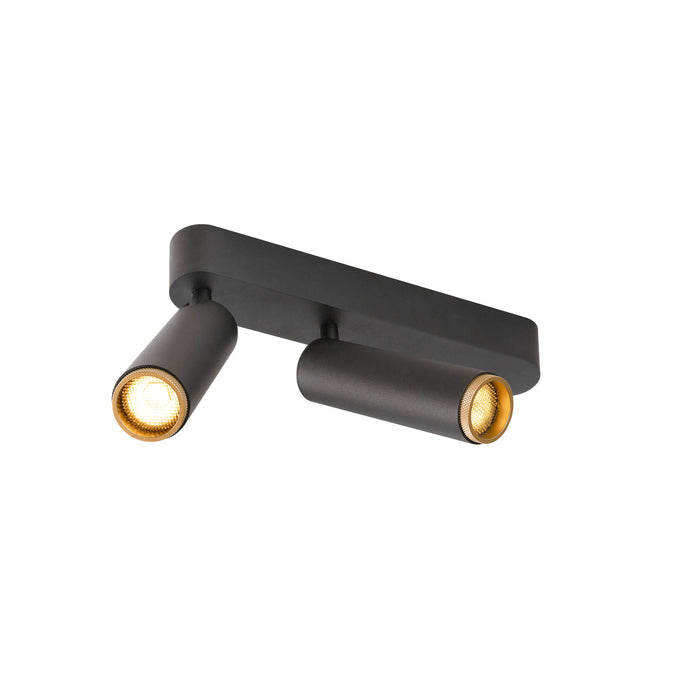 GRIP! M, Ceiling-mounted light, double, PHASE, 3000K, 28W, 42°, black / gold