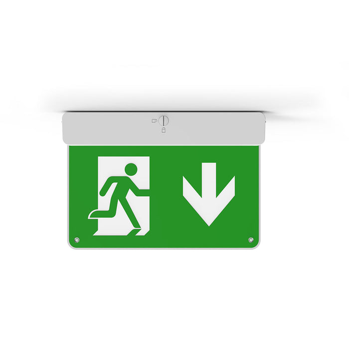 Razor Emergency Exit Sign c/w arrow UP legend, White