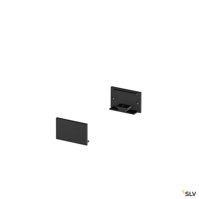 END CAPS, for GRAZIA 20 surface mounted profile flat, 2 pieces, flat version, black