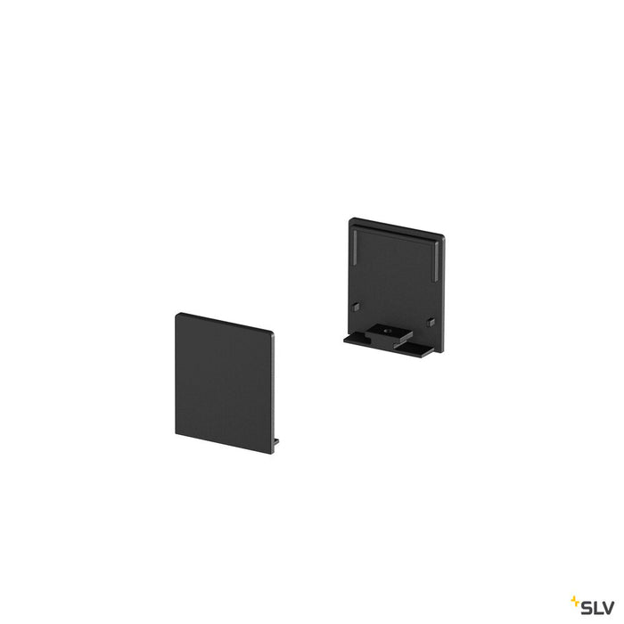 END CAPS, for GRAZIA 20 surface mounted profile flat, 2 pieces, high version, black