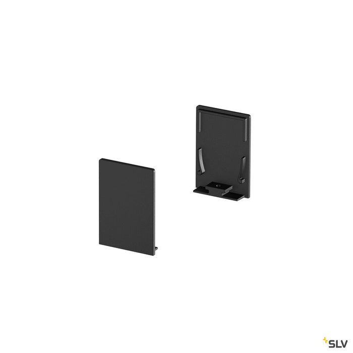 END CAPS, for GRAZIA 20 surface mounted profile standard, 2 pieces, high version, black