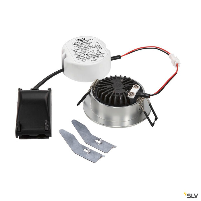 NEW TRIA round, LED indoor recessed ceiling light, brushed aluminium, 1800-3000K 7.2W