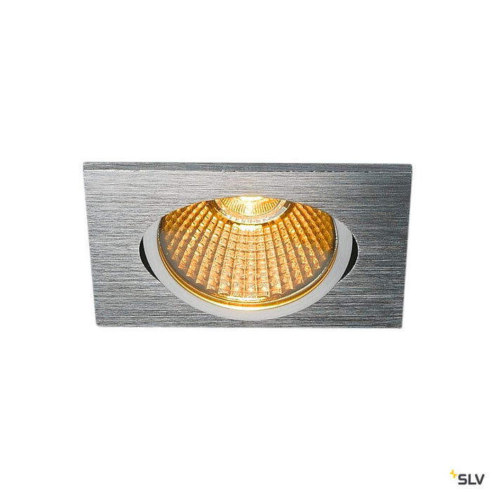 NEW TRIA angular, LED indoor recessed ceiling light, brushed aluminium, 1800-3000K 7.2W