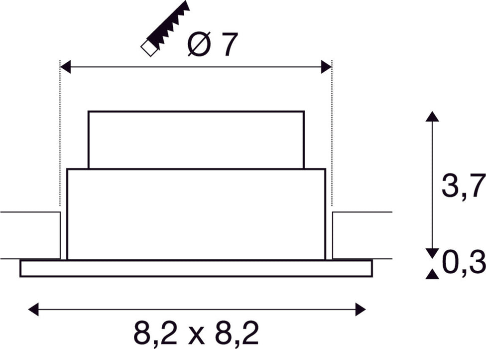 NEW TRIA angular, LED indoor recessed ceiling light, brushed aluminium, 1800-3000K 7.2W