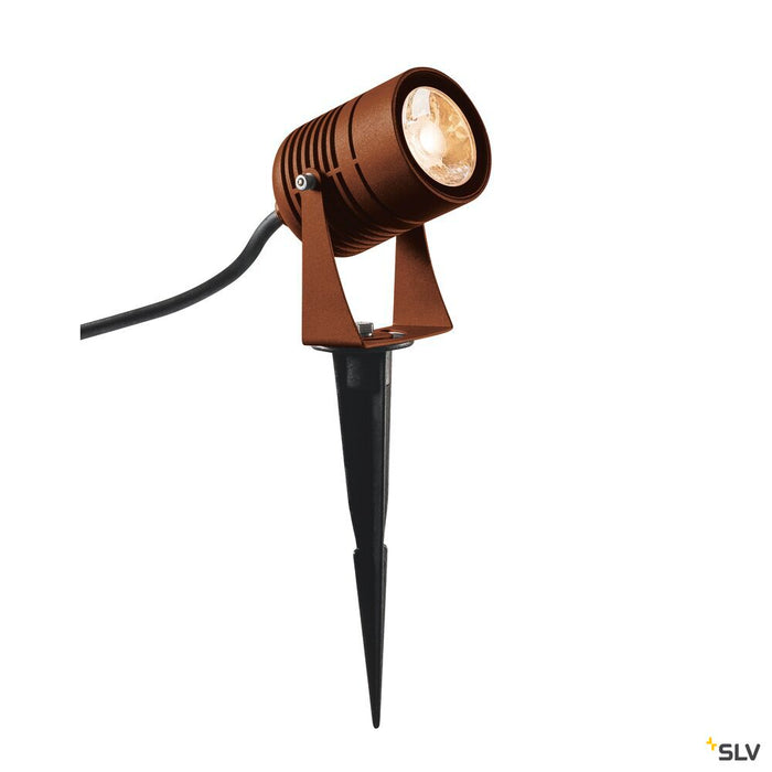 LED SPIKE, LED outdoor ground spike luminaire, rust coloured, IP55, 3000K, 40°
