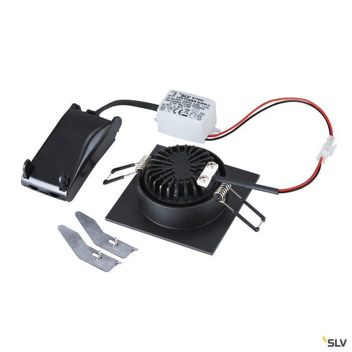 NEW TRIA 68 I CS, Indoor LED recessed ceiling light black square 3000K 38° incl. driver clip springs