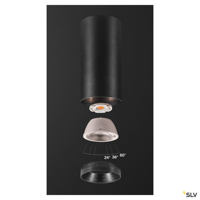 NUMINOS CL PHASE L, Indoor LED recessed ceiling light black/black 3000K 36°