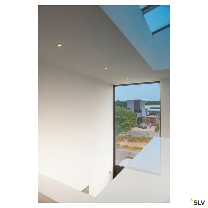 NEW TRIA 1 recessed fitting, single-headed, QPAR51, square, brushed aluminium, max. 50W, incl. clip springs