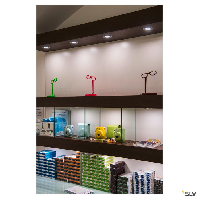 NEW TRIA 68, recessed fitting, LED, 3000K, round, brushed aluminium, 38°, 12W, incl. driver, clip springs