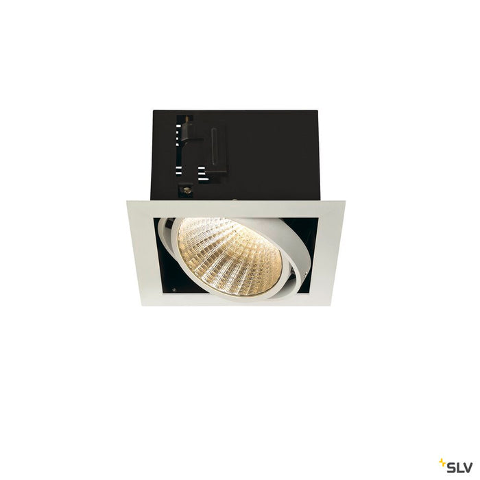 KADUX 1 SET recessed fitting, single-headed LED, 3000K ex, square, matt white, 30°, 29W, incl. driver, clip springs