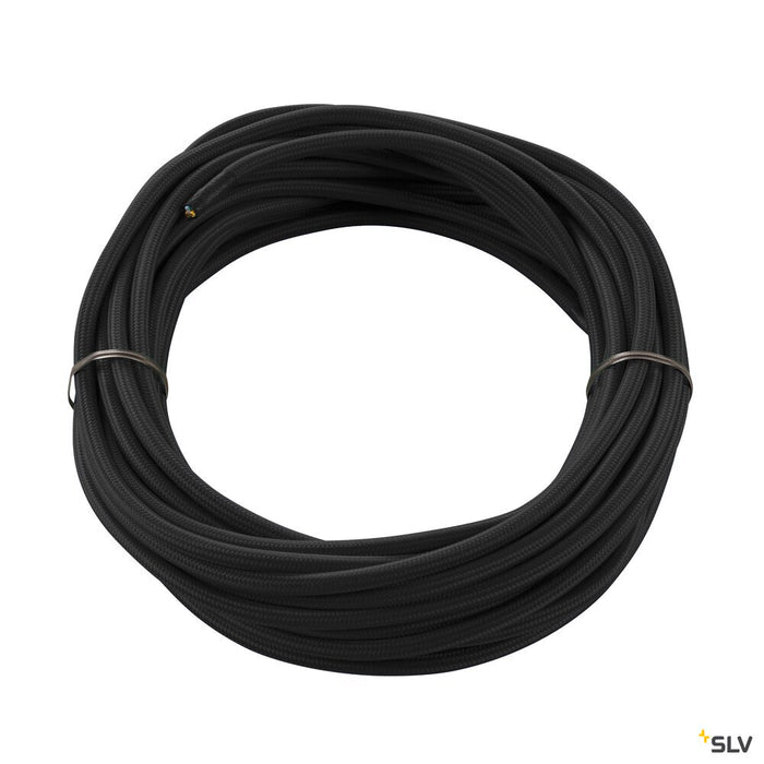 PVC line with fabric sheath, 3-pole, 10m, black