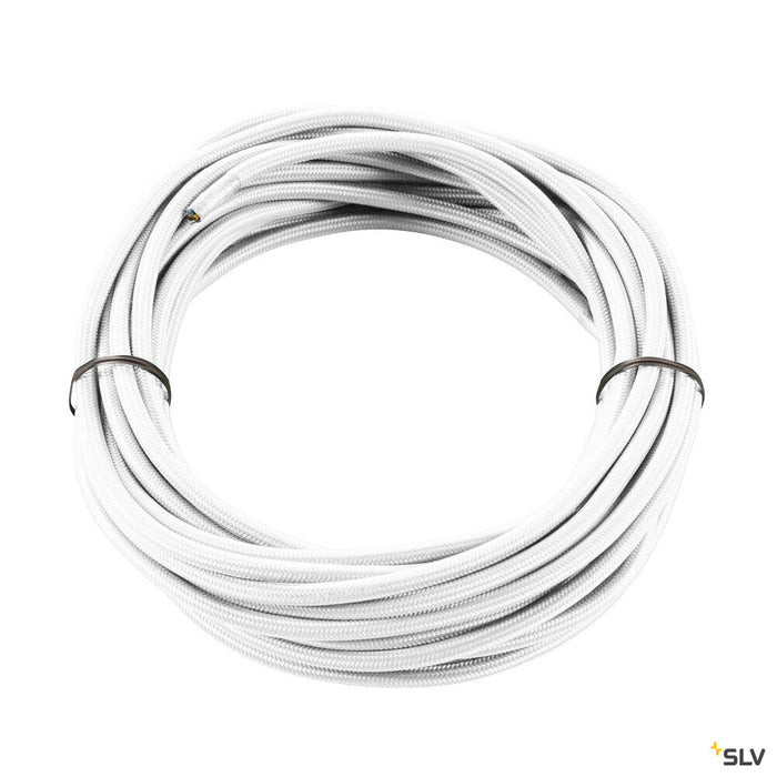 PVC line with fabric sheath, 3-pole, 10m, white