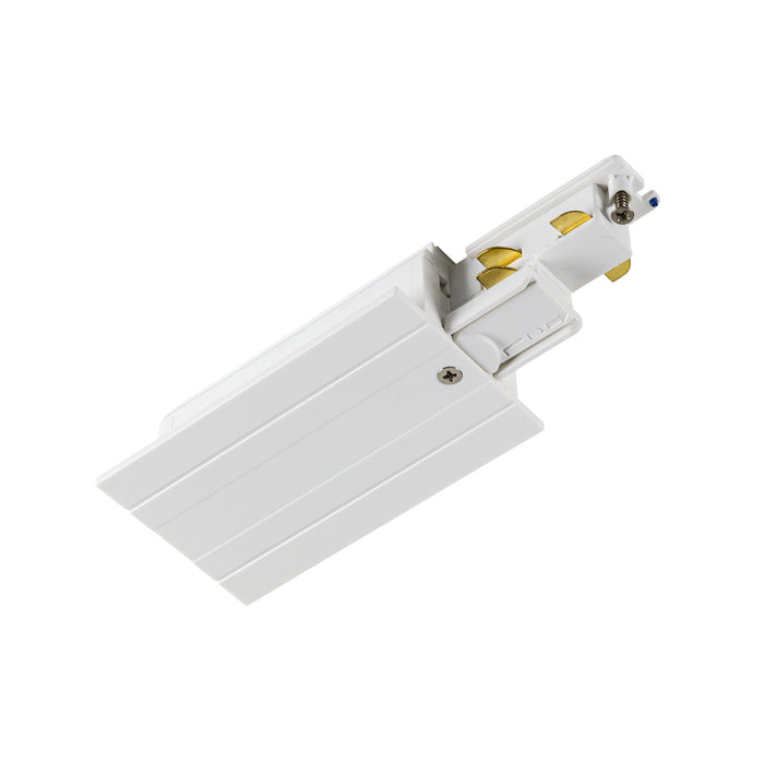 End feed, for S-TRACK 3-phase mounting track, earth electrode left, white, DALI