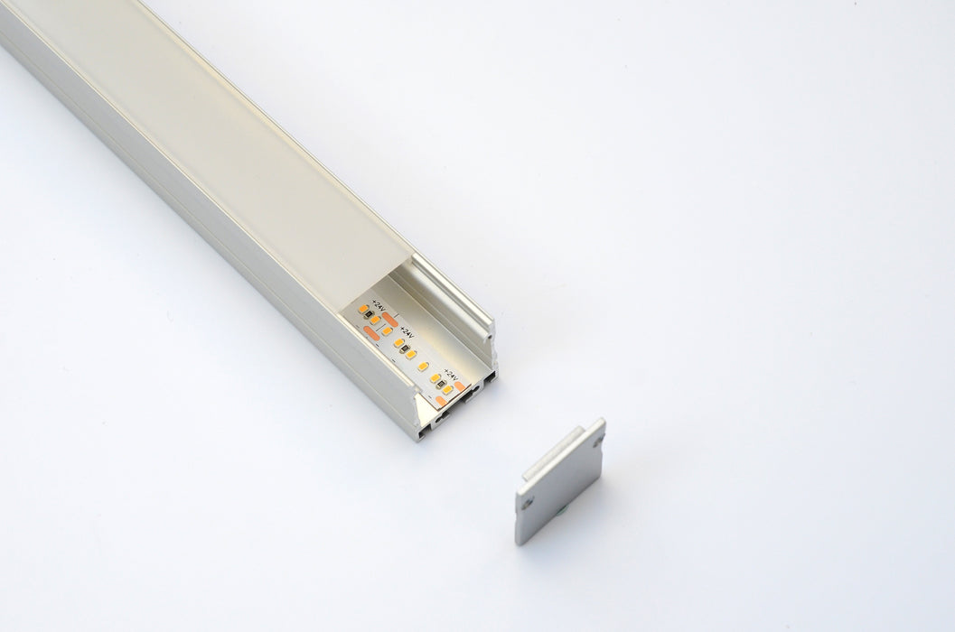 Modular aluminium profile surface mounted / suspended SET (profile, diffuser, endcaps and clips)  1m.