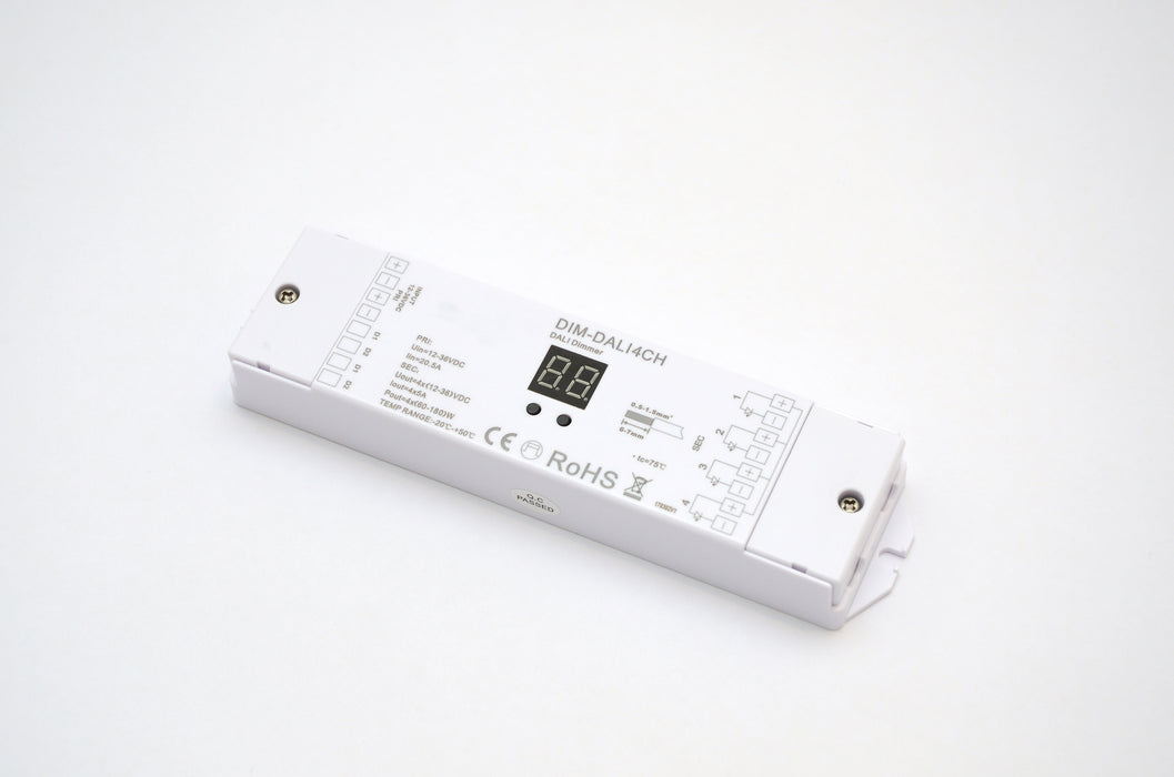 DALI Dimmer-12-36VDC 180Watt, 4 DALI addresses.