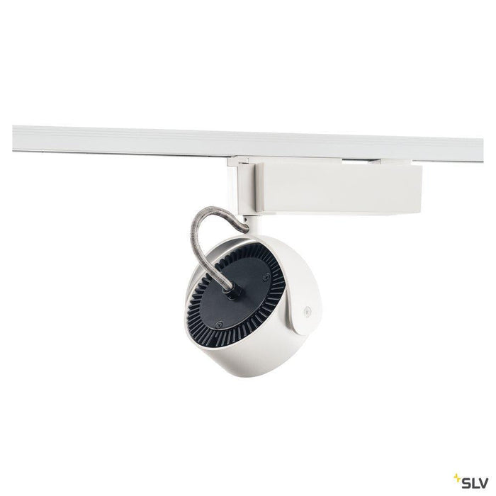 KALU LED Spot for 1 circuit High-voltage Track System, 3000K, white/black, 24°, incl. 1 circuit adapter