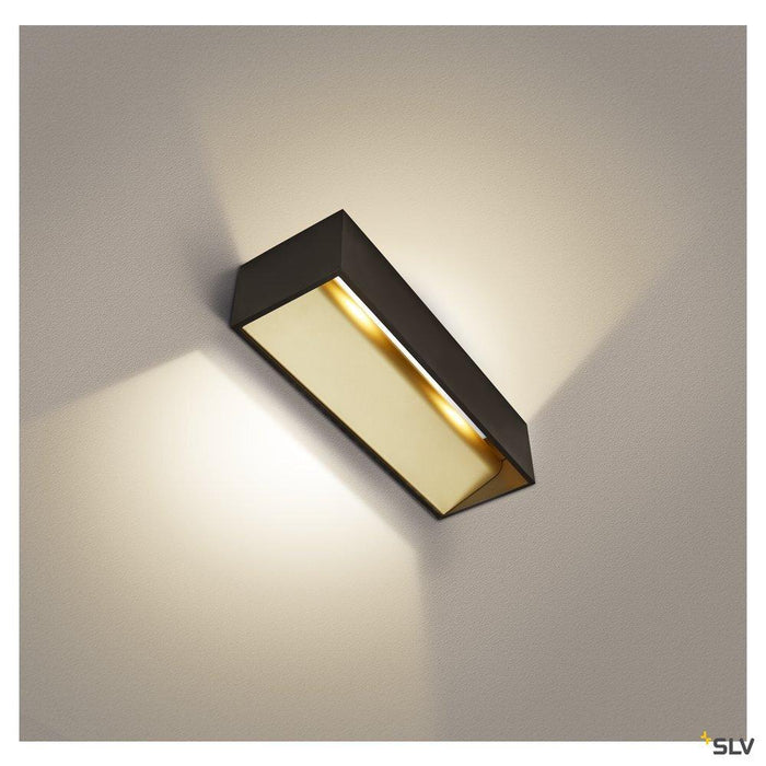 LOGS IN L, Indoor LED recessed wall light, black/brass, 3000K, TRIAC, dimmable