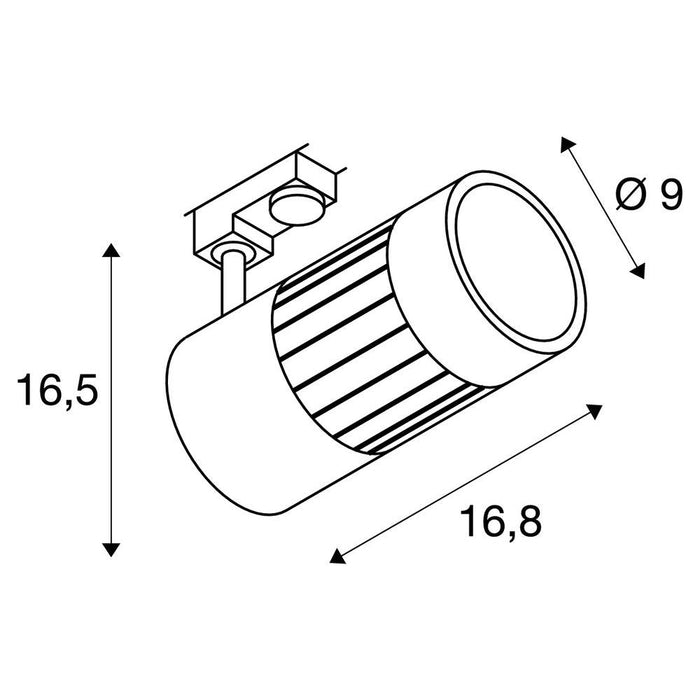 STRUCTEC LED spot for 3-circuit 240V track, 30W, 4000K, 60°, black, incl. 3-circuit adapter