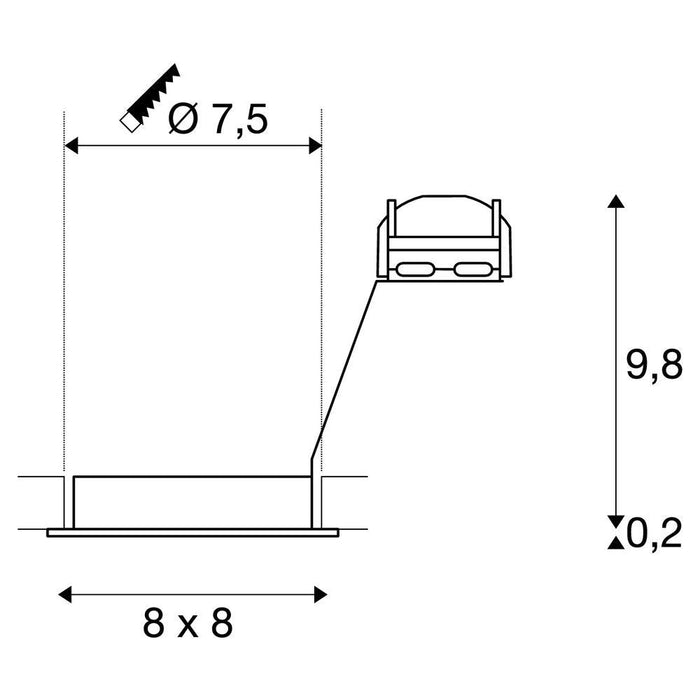 PIKA QPAR51, square, indoor recessed ceiling light, white, swivelling, max. 50W