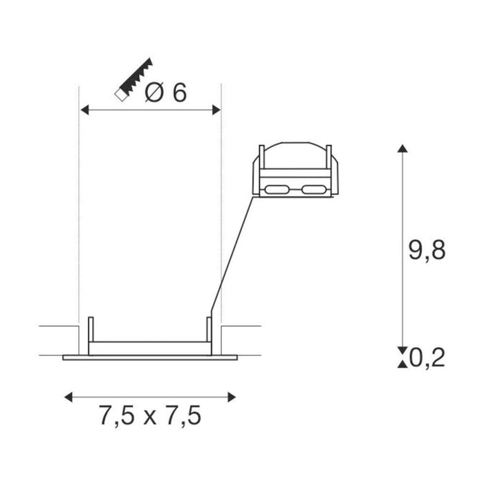 PIKA QPAR51, square, indoor recessed ceiling light, silver-grey, fixed, max. 50W