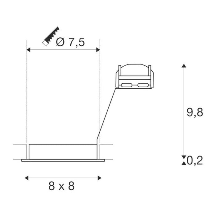 PIKA QPAR51, square, indoor recessed ceiling light, brass, swivelling, max. 50W