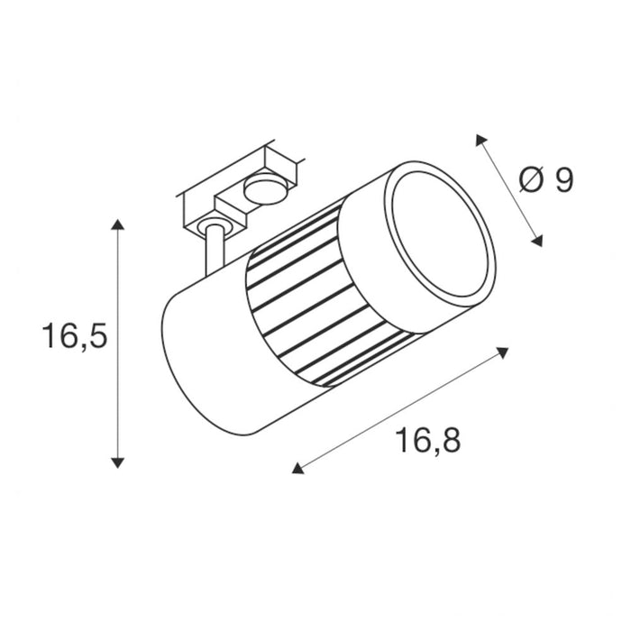 STRUCTEC LED spot for 3-circuit 240V track, 24W, 3000K, 36°, white, incl. 3-circuit adapter