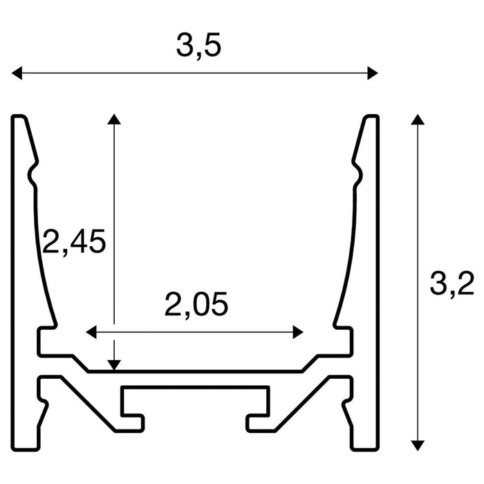 GRAZIA 20, surface mounted profile, LED, standard, smooth, 3m, aluminium