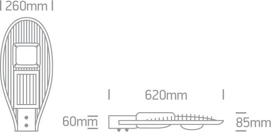 ANTHRACITE COB LED STREET LIGHT 80W CW 120x60deg IP65 100-240V