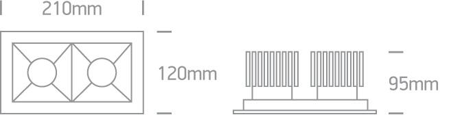 WHITE COB LED 2x20W CW 30deg 230V