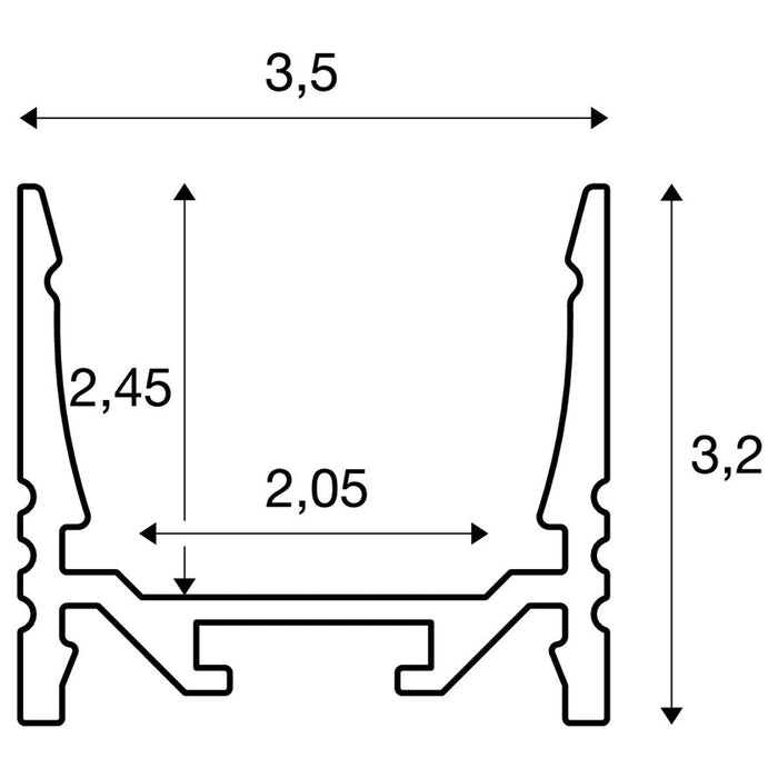 GRAZIA 20, surface mounted profile, LED, standard, grooved, 3m, black