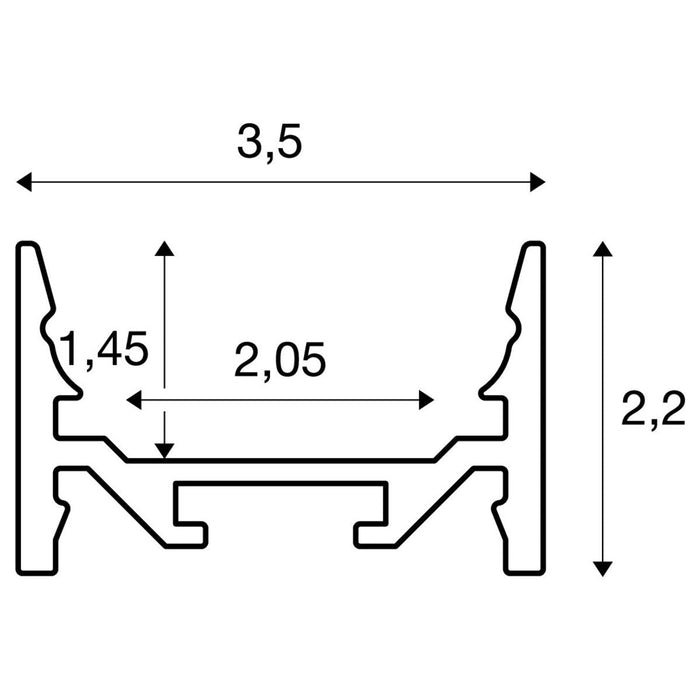 GRAZIA 20, surface mounted profile, LED, flat, smooth, 3m, black