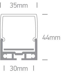 ALU SURFACE PROFILE 2m FOR 30mm STRIPS + PC OPAL DIFF