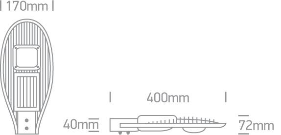 ANTHRACITE COB LED STREET LIGHT 20W CW 120x60deg IP65 230V