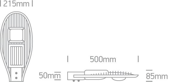 ANTHRACITE COB LED STREET LIGHT 50W CW 120x60deg IP65 230V