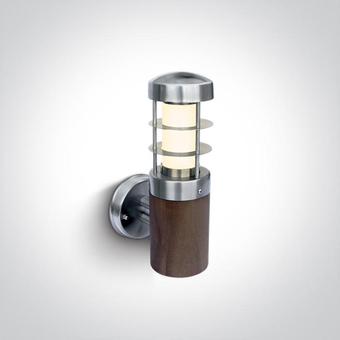 TEAK + S/STEEL 316 WALL BRACKET 15W E27 IP44.