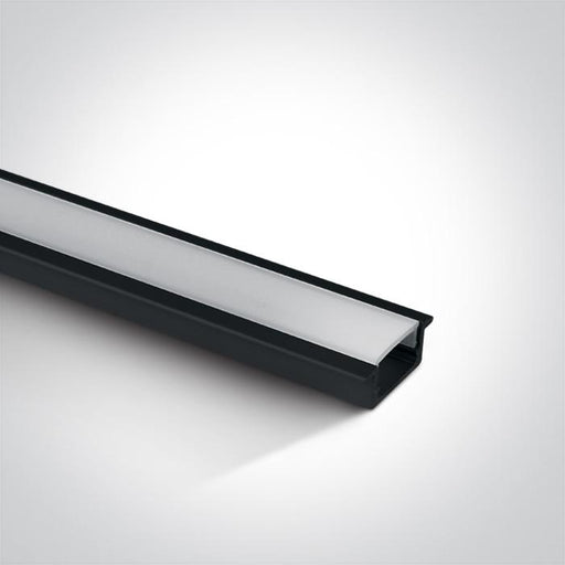 BLACK RECESSED PROFILE 2m + PC opal diffuser.