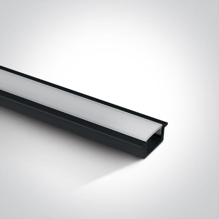 BLACK RECESSED PROFILE 2m + PC opal diffuser.