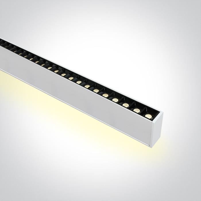 WHITE 48pcs SPOTS 40W 34d UGR17 + UPLIGHT LED 20W 120d WW 1300mm LINEAR 230V DARK LIGHT.