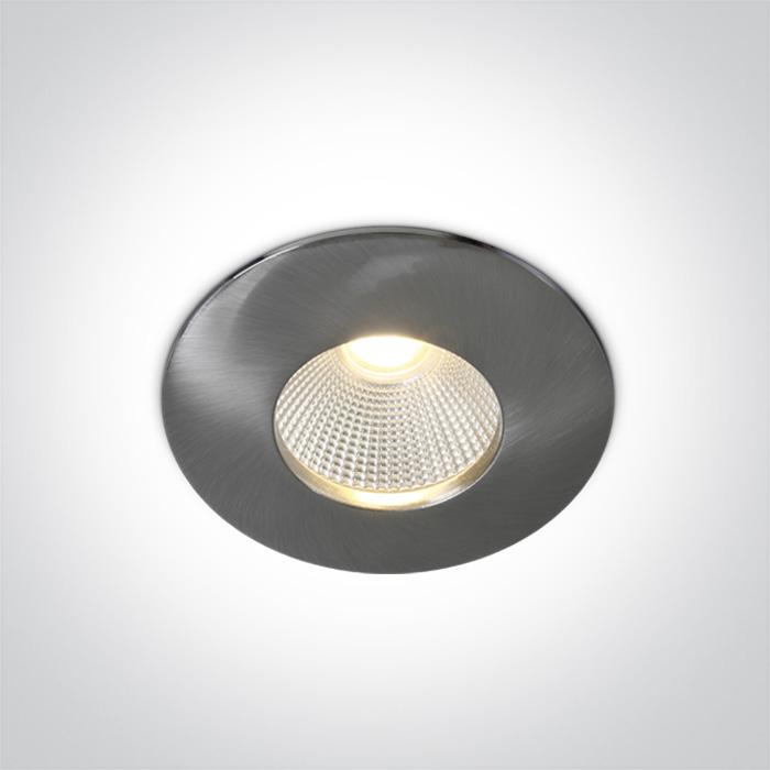 BRUSHED CHROME COB LED 12w WW 700mA 40deg IP64.