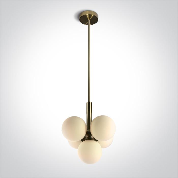 BRUSHED BRASS PENDANT 5x9W G9 100-240v.