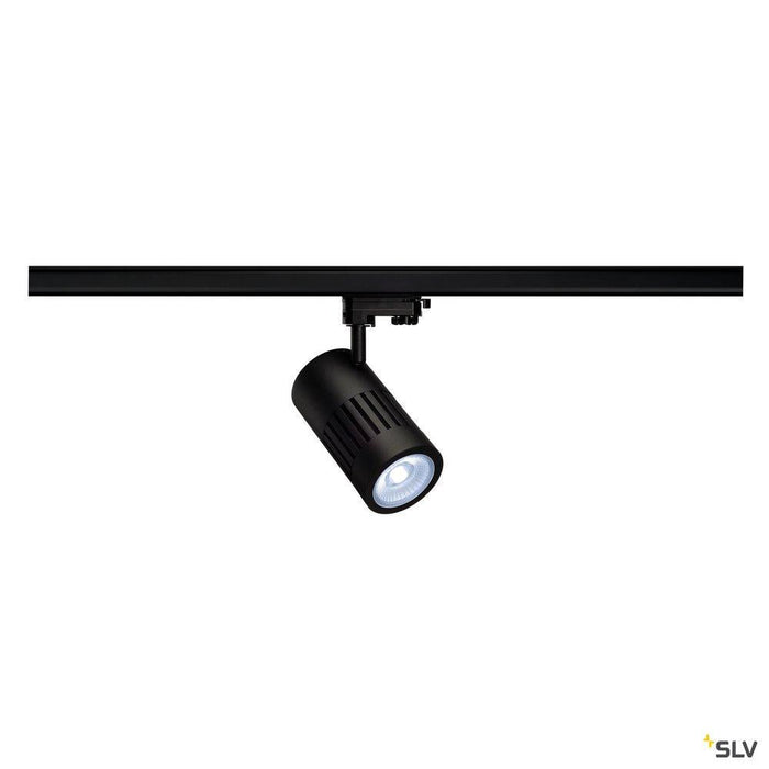 STRUCTEC LED spot for 3-circuit 240V track, 30W, 4000K, 60°, black, incl. 3-circuit adapter