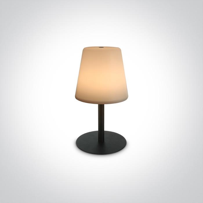 BLACK LED 2W WW TABLE LAMP RECHARGEABLE USB IP44 3 STEP DIMMABLE.