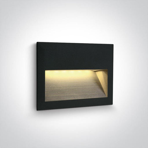 BLACK WALL RECESSED LED 2W WW IP54.
