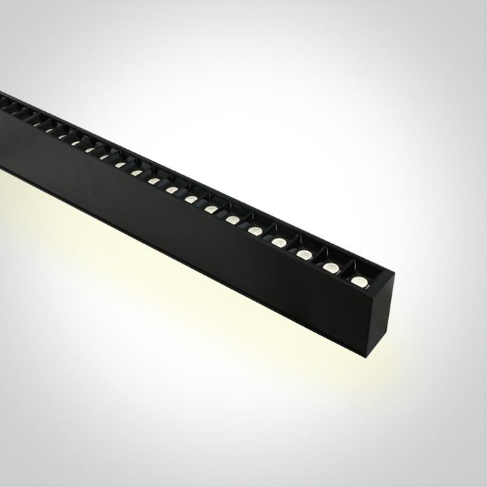 BLACK 48pcs SPOTS 40W 34d UGR17 + UPLIGHT LED 20W 120d CW 1300mm LINEAR 230V DARK LIGHT.